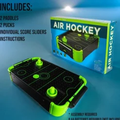 Calendar Holdings, LLC Funtime Gifts Neon Tabletop Air Hockey Game, 20 Inch* Role-Playing Games|Board Games