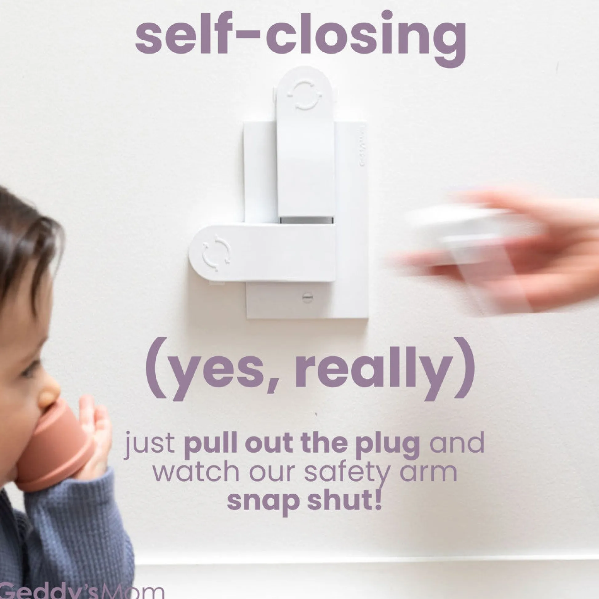 Flat River Group Geddy's Mom: Shut Your Face - White - Self-Closing Outlet Safety Cover* Developmental Toys