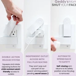 Flat River Group Geddy's Mom: Shut Your Face - White - Self-Closing Outlet Safety Cover* Developmental Toys