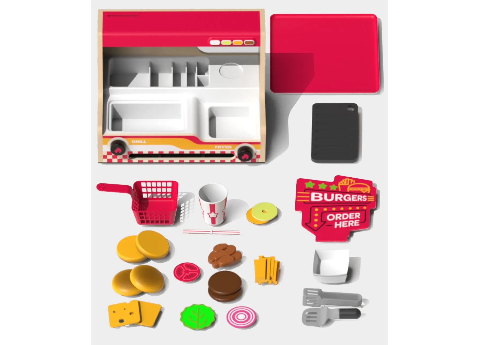 Macy's - Supplier Geoffrey's Toy Box Grill Fry Burger Counter Playset* Kitchens & Play Food|Dress Up