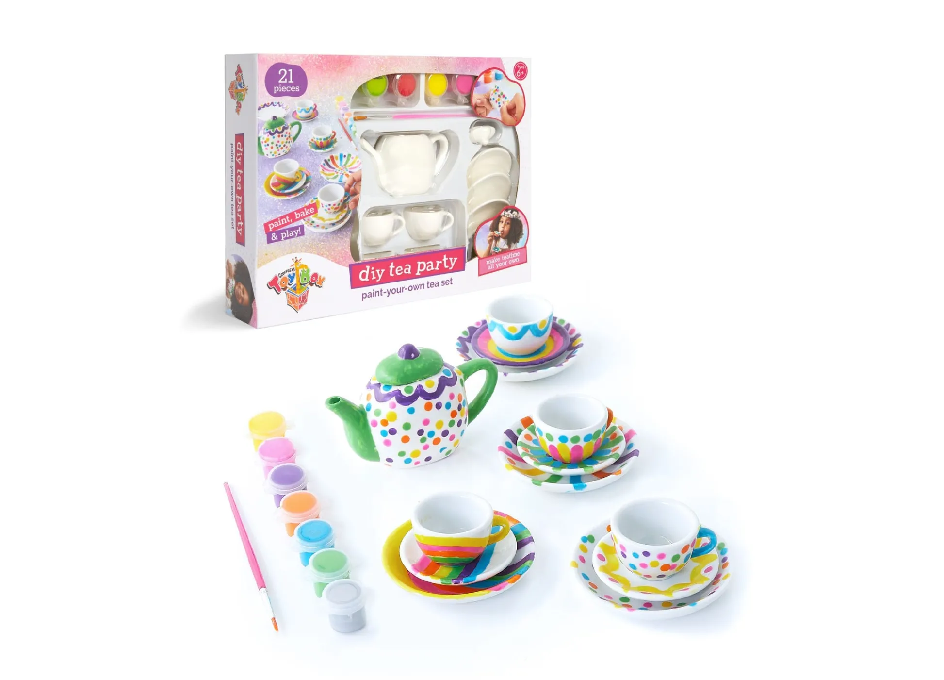 Macy's - Supplier Geoffrey's Toy Box 21-Piece DIY Tea Party Ceramic Painting Set* Drawing, Color & Painting