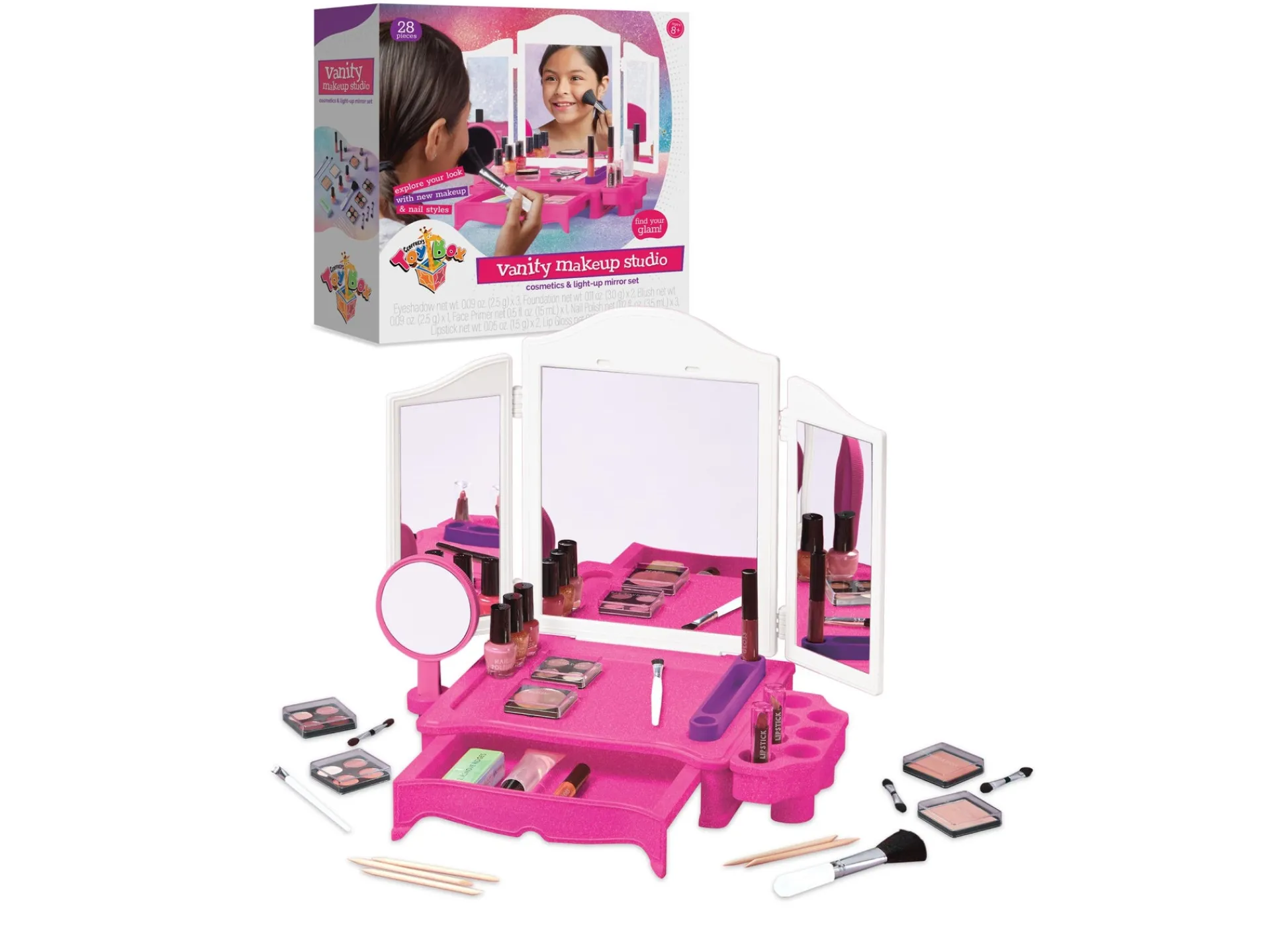 Macy's - Supplier Geoffrey's Toy Box 28-Piece Vanity Makeup Studio with LED Mirror - Exclusive at Macy's* Dress Up & Accessories|Dress Up