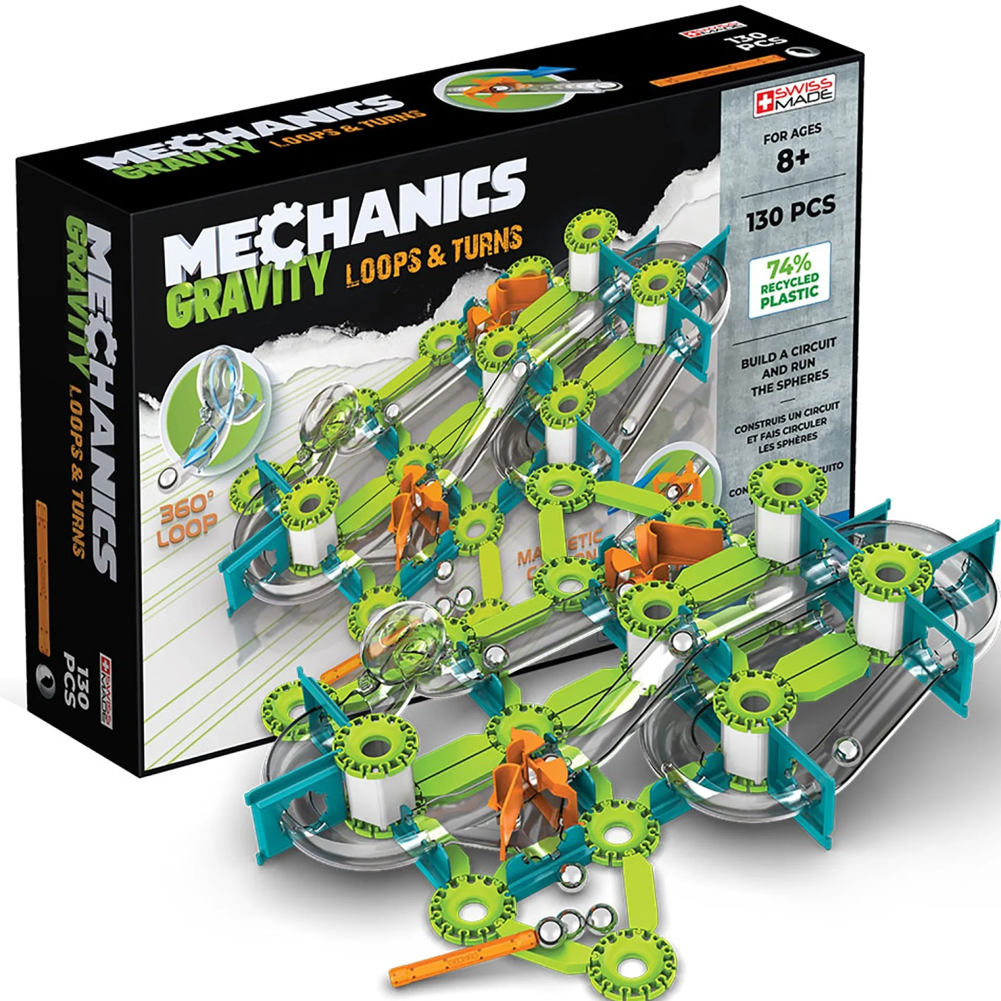 Educators Resource Geomag Mechanics Gravity 130-Piece Recycled Construction Set - Loops & Turns* Magnetic Tiles & Building Sets