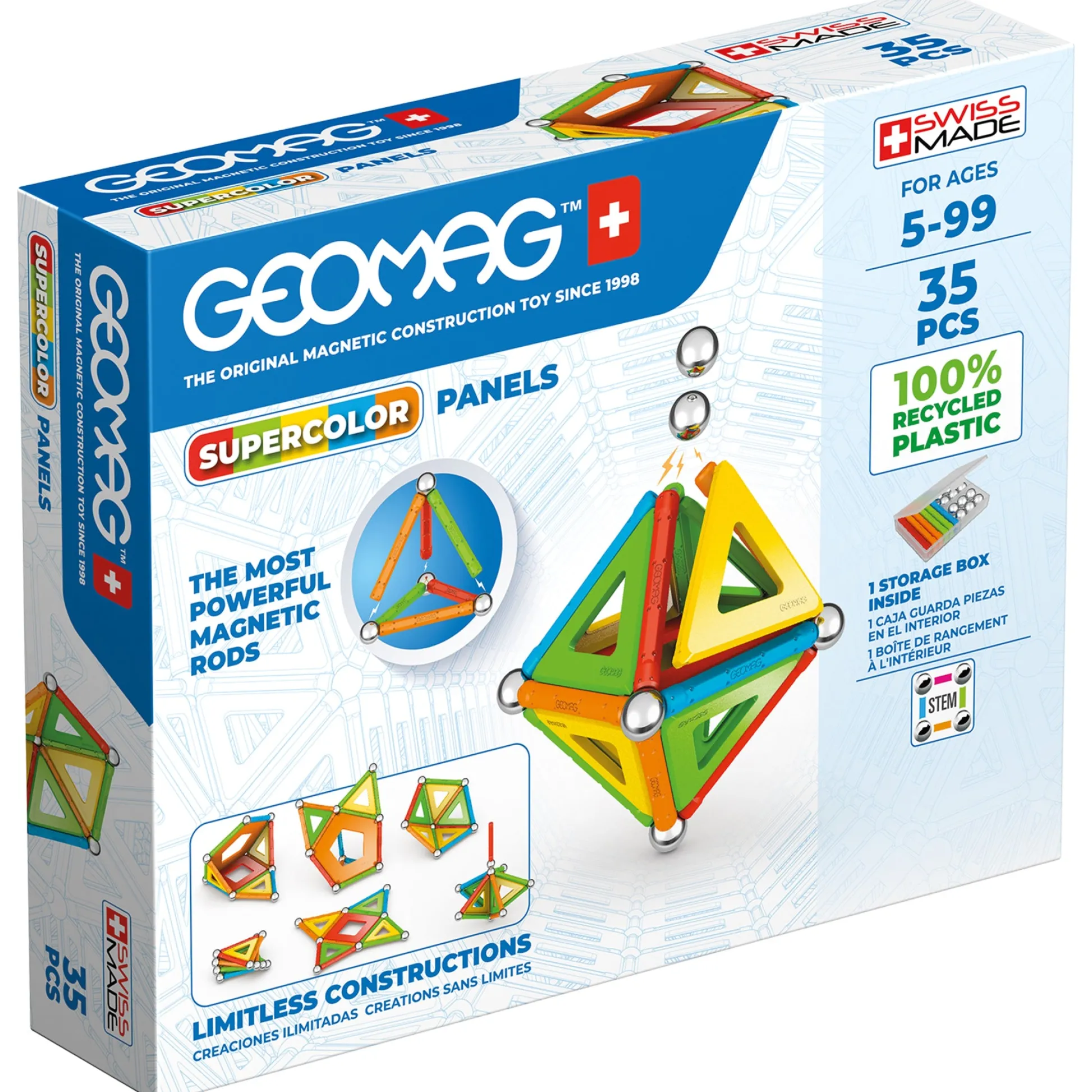 Educators Resource Geomag Supercolor Recycled Magnetic Building Set - 35 Pieces* Magnetic Tiles & Building Sets