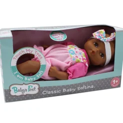 Flat River Group Goldberger 11 inch Baby's First Classic Softina Doll - Pink Floral Jumper* Baby Dolls|Stuffed Animals & Plush Toys