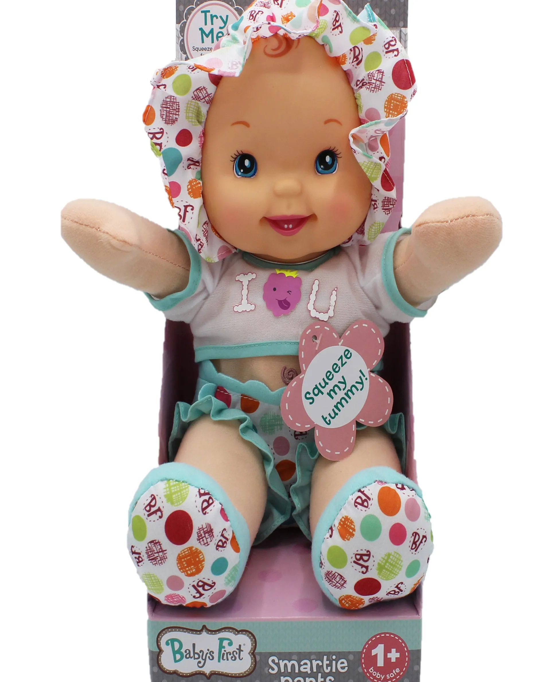 Flat River Group Goldberger 12-inch Baby's First Smartie Pants Doll - Raspberry T-Shirt* Social & Emotional Skills|Interactive Dolls & Pets