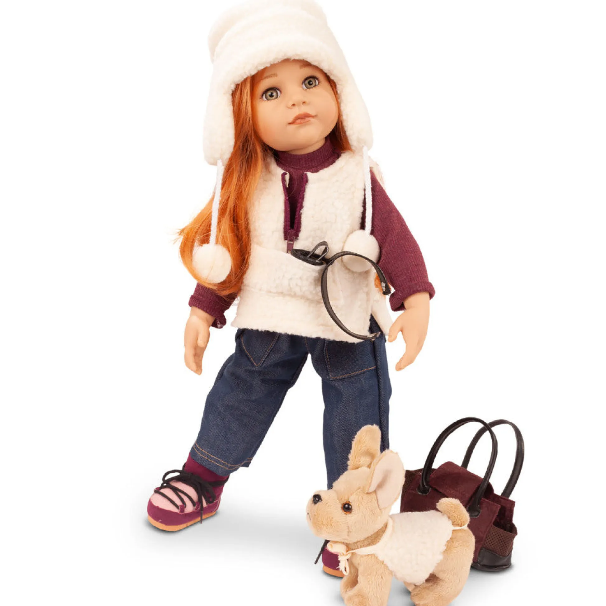 Flat River Group Gotz 19-inch Hannah Doll with Plush Dog - Multi-Jointed Playset* Social & Emotional Skills|Stuffed Animals & Plush Toys