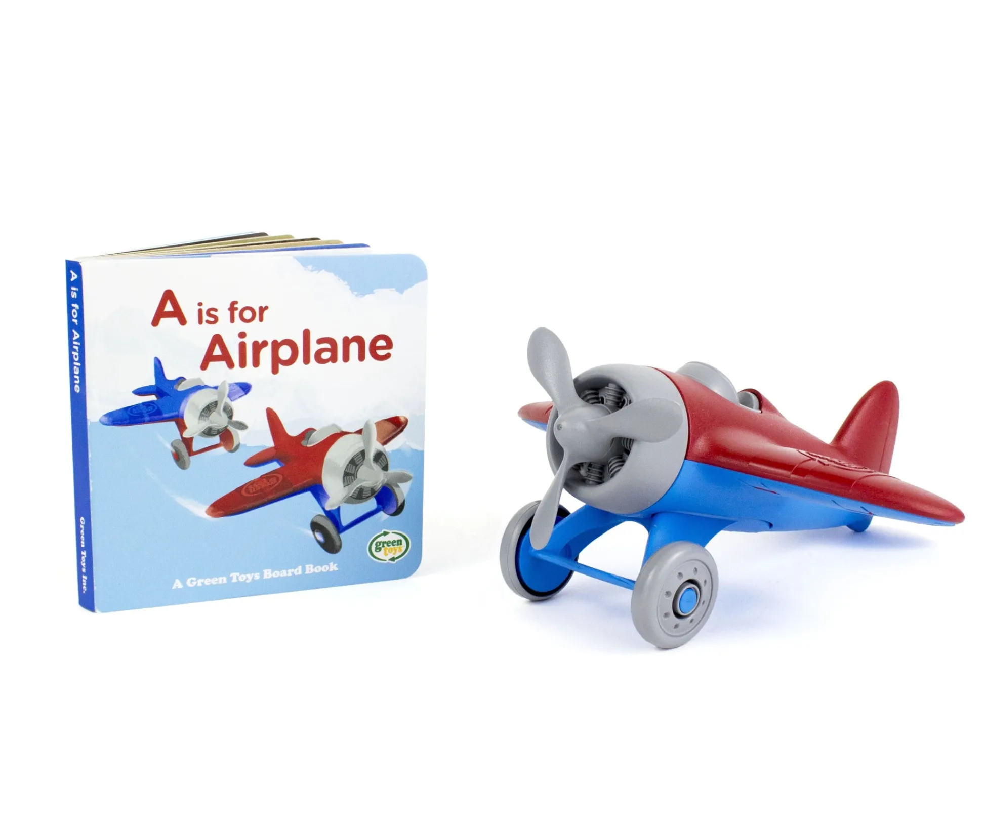 The Distribution Solutions Green Toys Airplane and A is for Airplane Board Book Set*Kids Preschool Education Toys & Activities|Preschool Vehicles