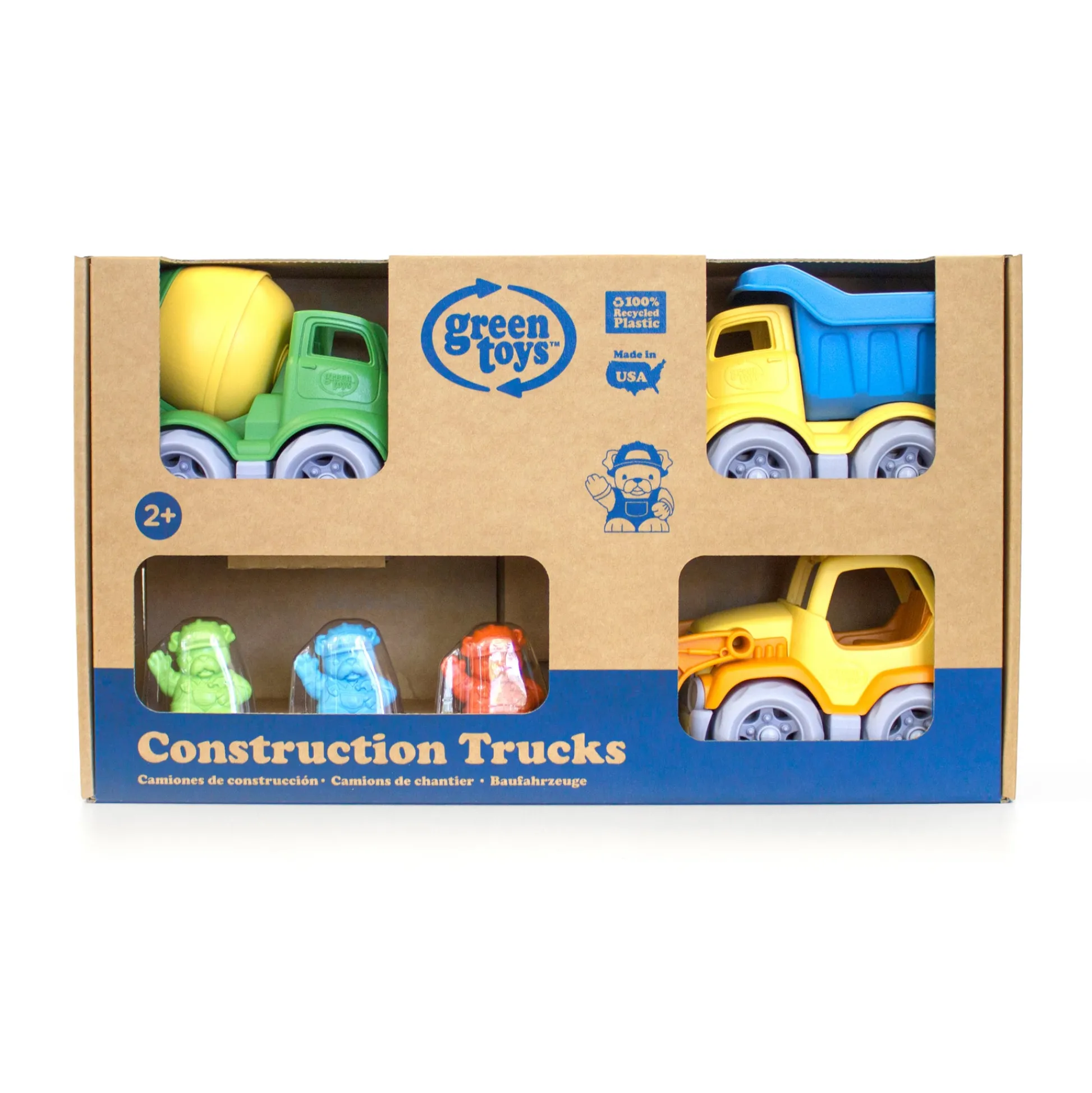 AreYouGame Green Toys Eco-Friendly 3-Piece Construction Truck Set with Play Dogs* Preschool Vehicles|Preschool Education Toys & Activities