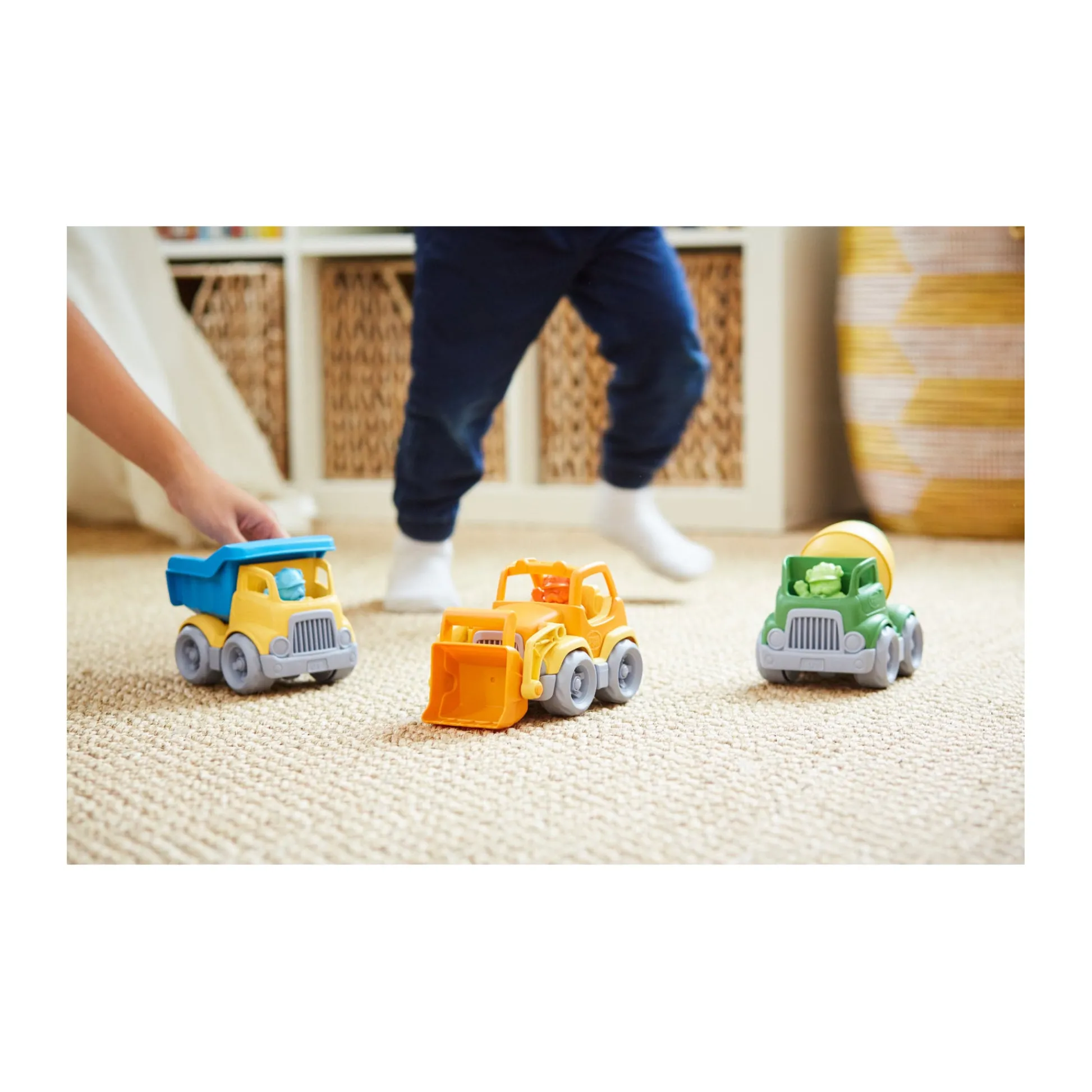 AreYouGame Green Toys Eco-Friendly 3-Piece Construction Truck Set with Play Dogs* Preschool Vehicles|Preschool Education Toys & Activities