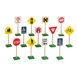 Educators Resource Guidecraft Traffic Adventure - 7" Wooden Block Play Traffic Signs - 13 Piece Set* Preschool Building Sets & Blocks|Social & Emotional Skills