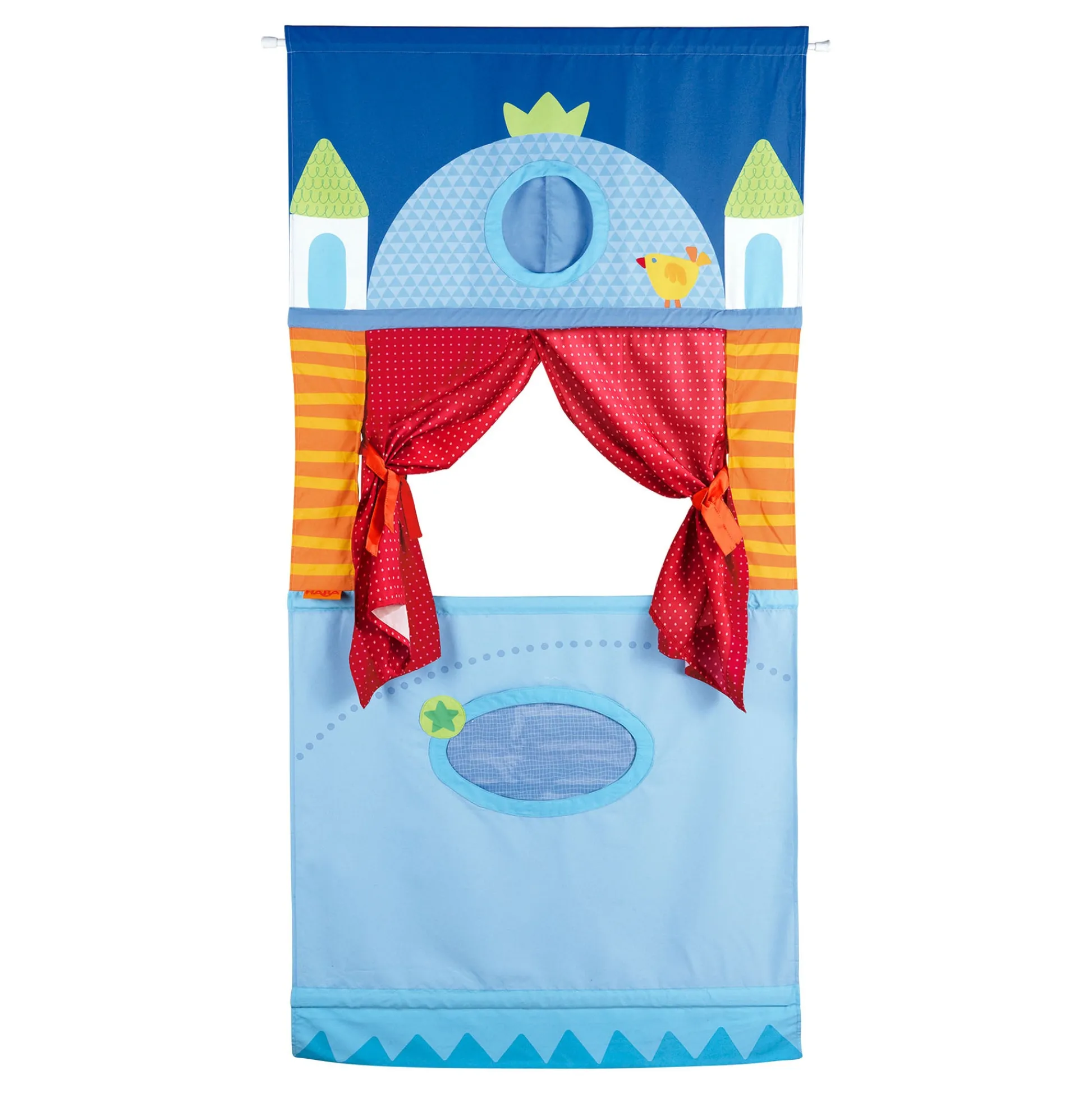 HABA USA HABA Hanging Doorway Puppet Theater with Adjustable Rods and Whimsical Backdrop* Puppets & Puppet Theaters|Dress Up