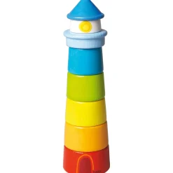 HABA USA HABA Lighthouse Wooden Rainbow Stacker ‚Äì Colorful Learning Toy* Blocks, Sorting & Stacking Toys