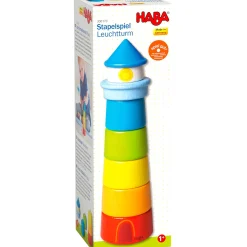 HABA USA HABA Lighthouse Wooden Rainbow Stacker ‚Äì Colorful Learning Toy* Blocks, Sorting & Stacking Toys