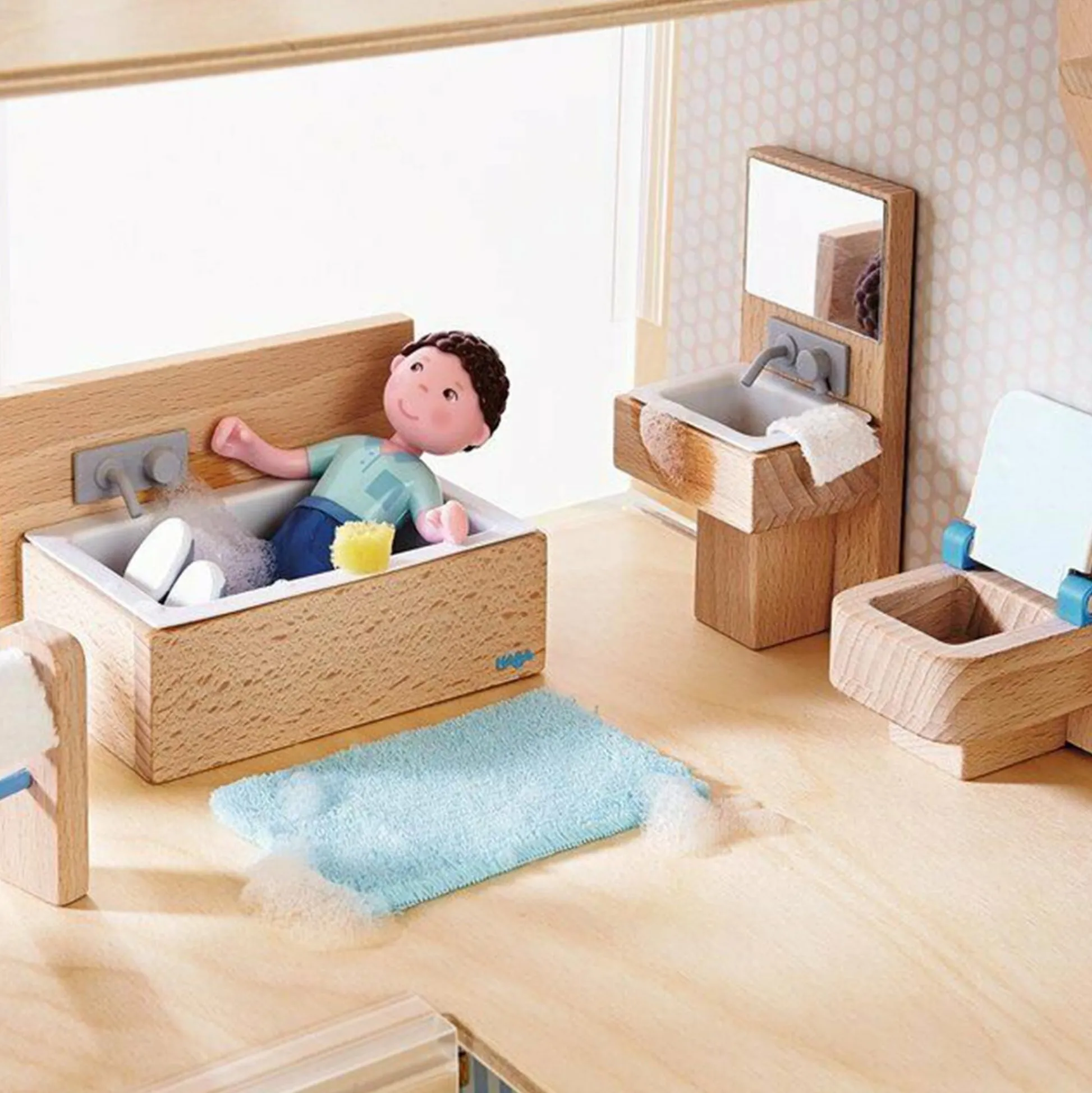 HABA USA HABA Little Friends Dollhouse Bathroom Set - Wooden Play Furniture* Doll Houses, Furniture & Accessories|Stuffed Animals & Plush Toys