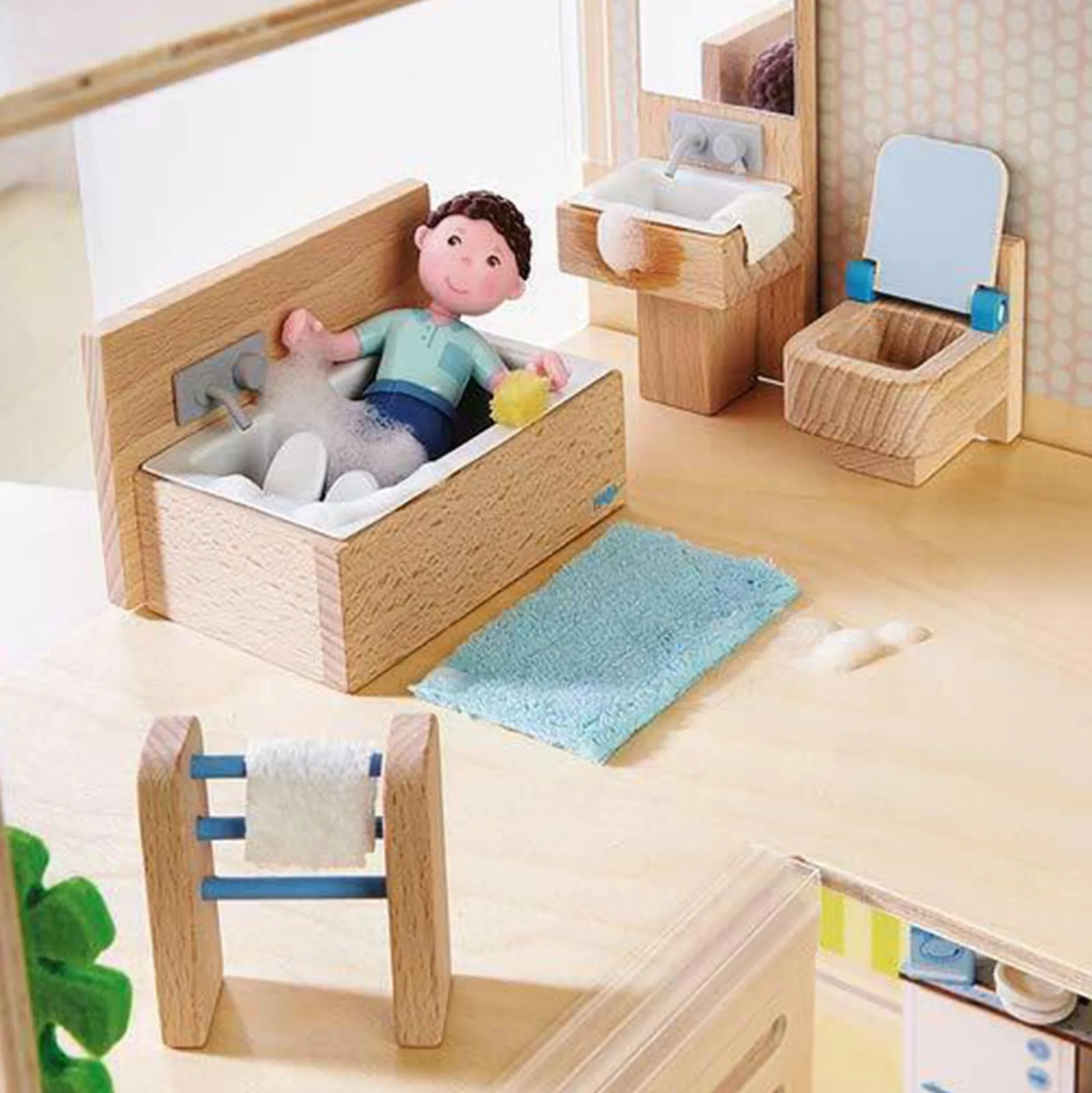 HABA USA HABA Little Friends Dollhouse Bathroom Set - Wooden Play Furniture* Doll Houses, Furniture & Accessories|Stuffed Animals & Plush Toys