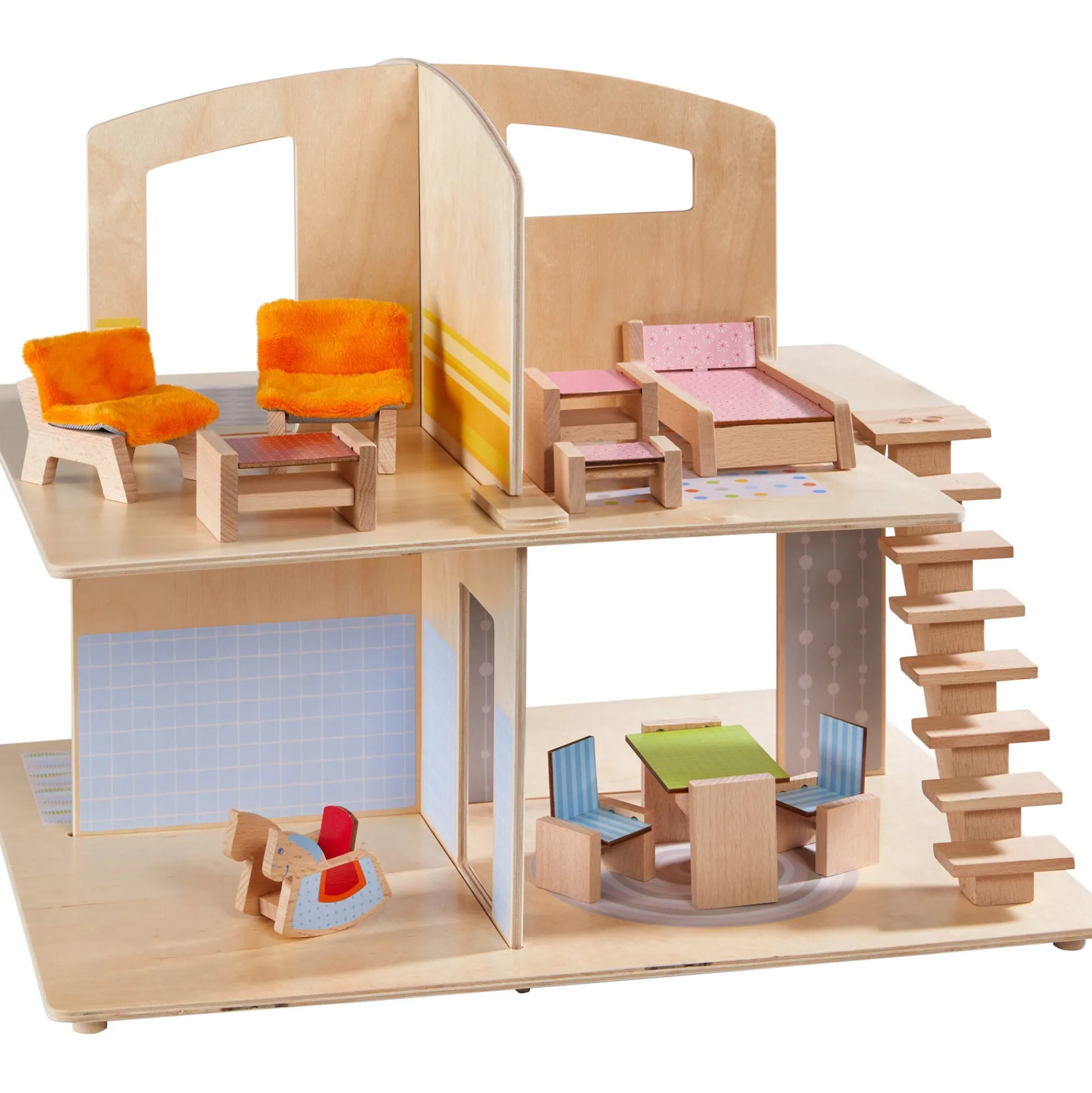 HABA USA HABA Little Friends Town Villa Dollhouse with Furniture* Doll Houses, Furniture & Accessories|Social & Emotional Skills