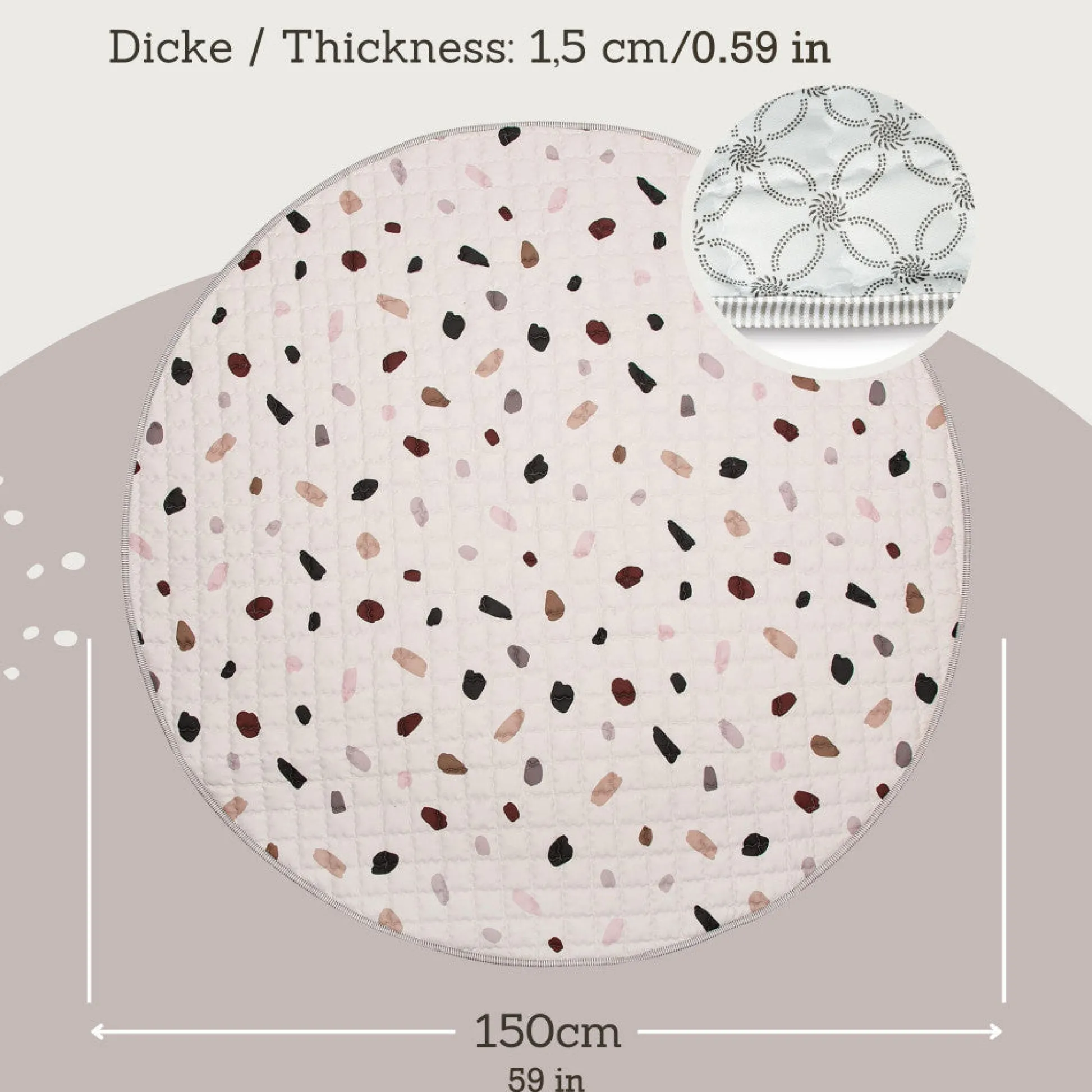 Flat River Group Hakuna Matte: Quilted Playmat – Confetti - 59" Circle, Padded Floor Blanket* Developmental Toys