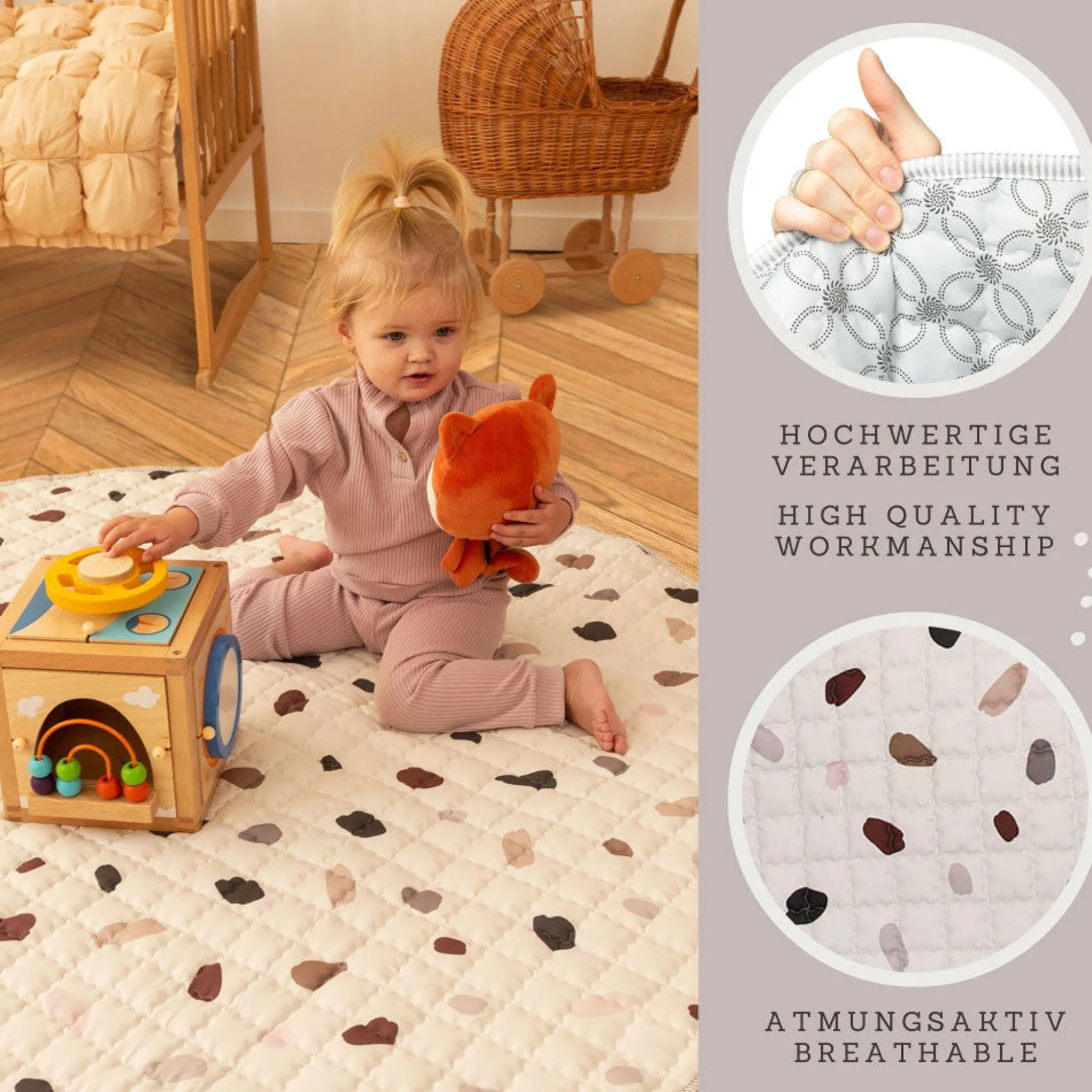 Flat River Group Hakuna Matte: Quilted Playmat – Confetti - 59" Circle, Padded Floor Blanket* Developmental Toys