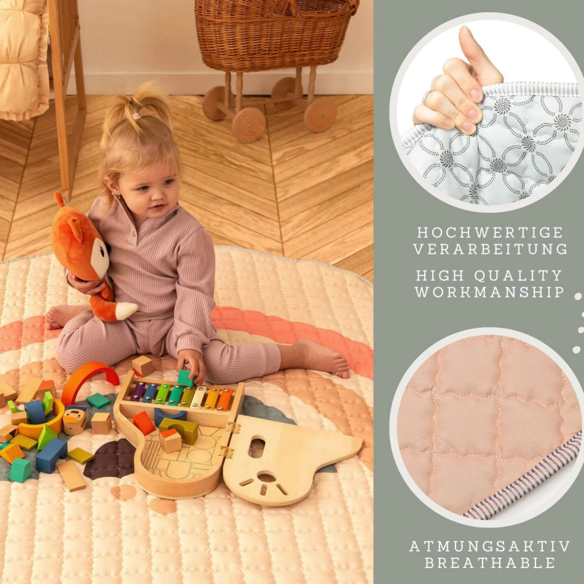 Flat River Group Hakuna Matte Quilted Playmat - Boho Rainbow Extravaganza* Developmental Toys