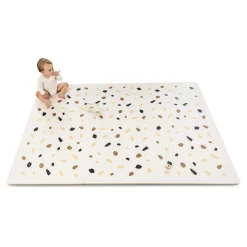 Flat River Group Hakuna Matte Stylish Baby Play Mat: Confetti & White Design - 72x48', 6 XXL Foam Floor Tiles* Activity Centers