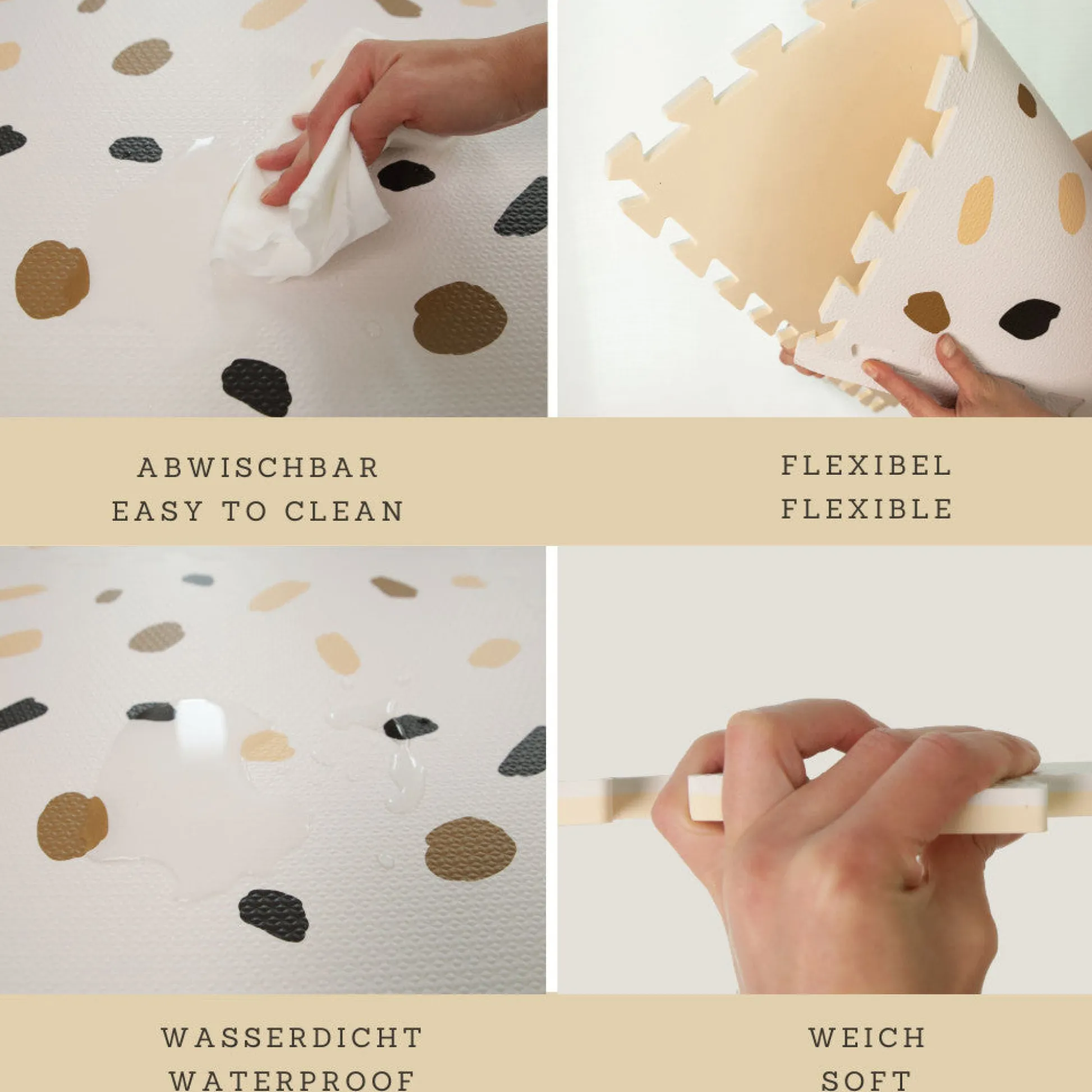 Flat River Group Hakuna Matte Stylish Baby Play Mat: Confetti & White Design - 72x48', 6 XXL Foam Floor Tiles* Activity Centers