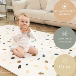 Flat River Group Hakuna Matte Stylish Baby Play Mat: Confetti & White Design - 72x48', 6 XXL Foam Floor Tiles* Activity Centers