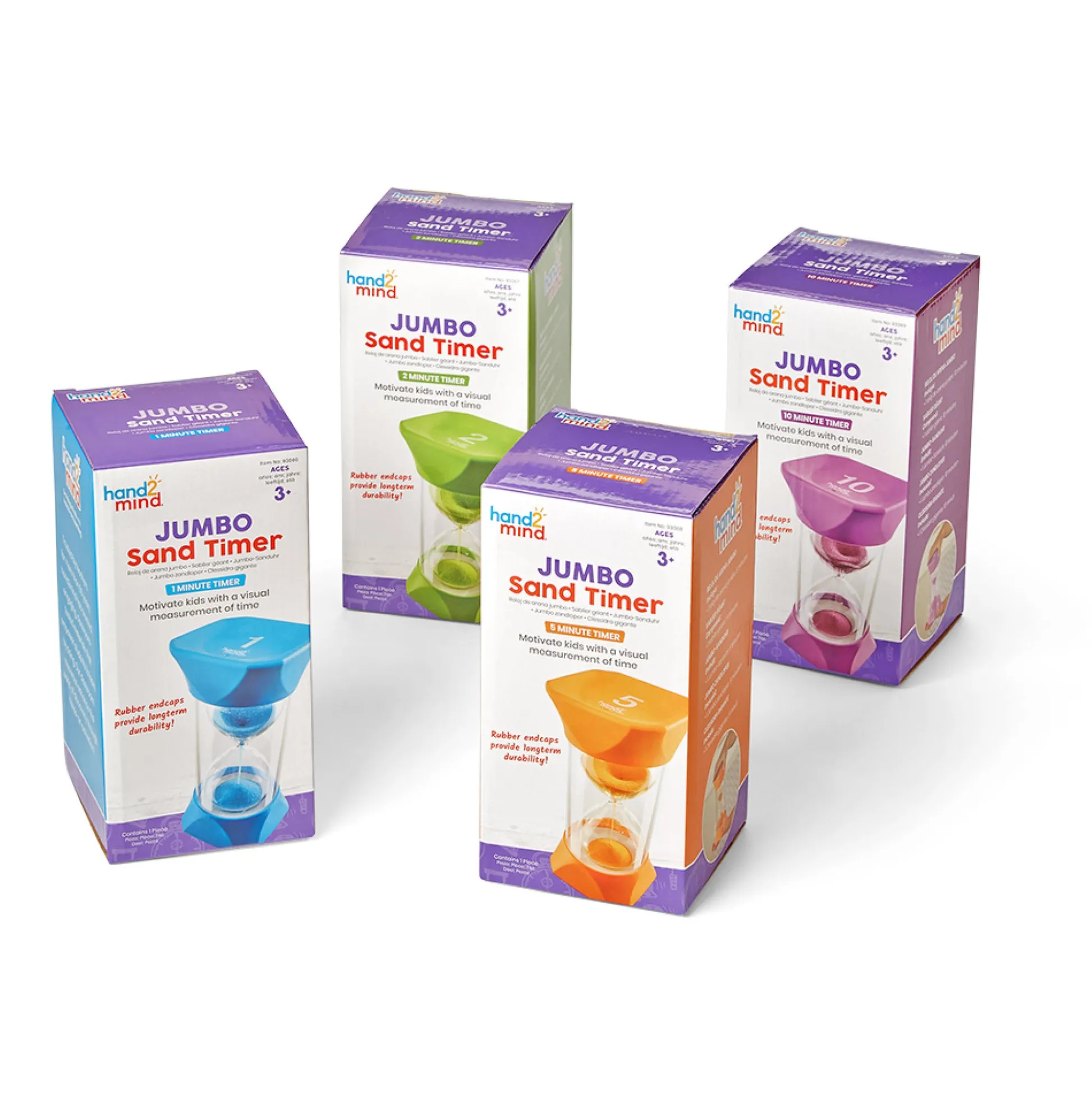 Educators Resource Hand2Mind Jumbo Colorful Sand Timers for Kids - Time Management Tool Set* Preschool Education Toys & Activities