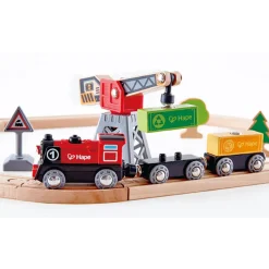 Flat River Group Hape - Cargo Delivery Loop - Battery Powered Engine & Oval Track Railway Set* Trains & Train Tables