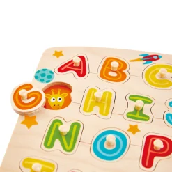 Flat River Group Hape ABC Picture 27pc Wooden Peg Puzzle - Educational Toy* Preschool Education Toys & Activities|Puzzles