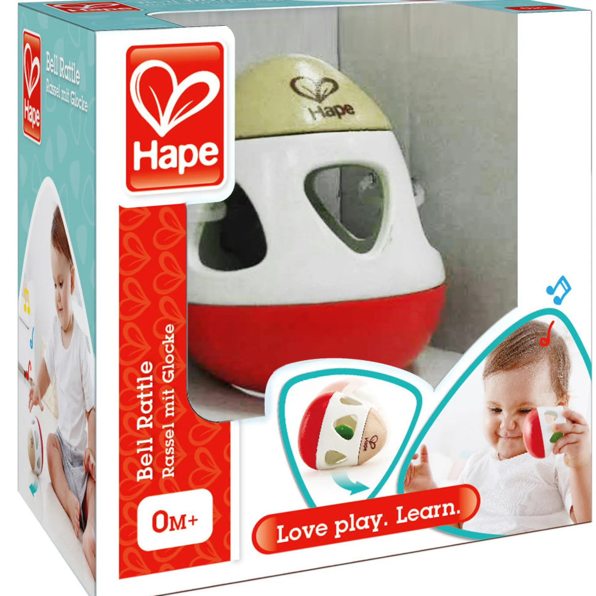 Flat River Group Hape Bell Rattle Toy – Vibrant Red, White & Green* Rattlers & Teethers