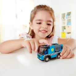 Flat River Group Hape Blue Police Car with Siren, Lights & Sounds Playset* Social & Emotional Skills|Playsets & Vehicles