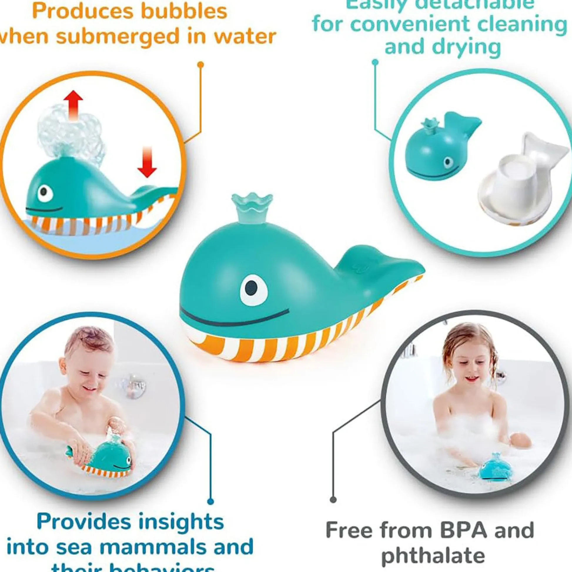 Flat River Group Hape Bubble Blowing Whale - Blue & Yellow Bath Toy* Bath Toys