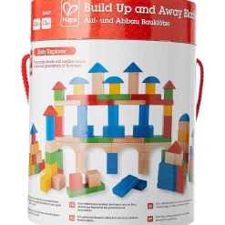 Flat River Group Hape Build Up & Away 100-Piece Colorful Wooden Block Set* Wood & Jumbo Blocks