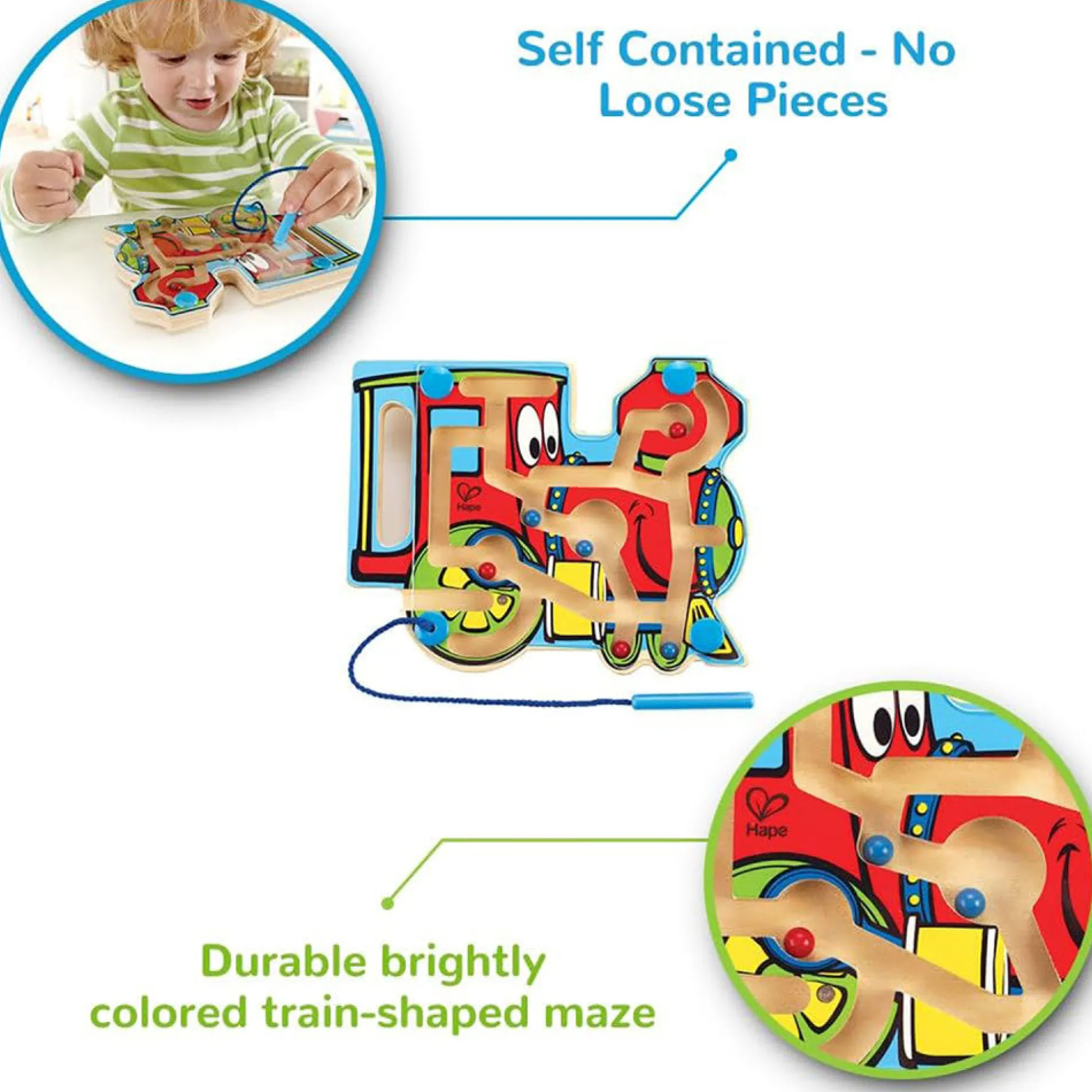 Flat River Group Hape Choo Choo Tracks - Wooden Magnetic Wand Bead Maze* Preschool Education Toys & Activities
