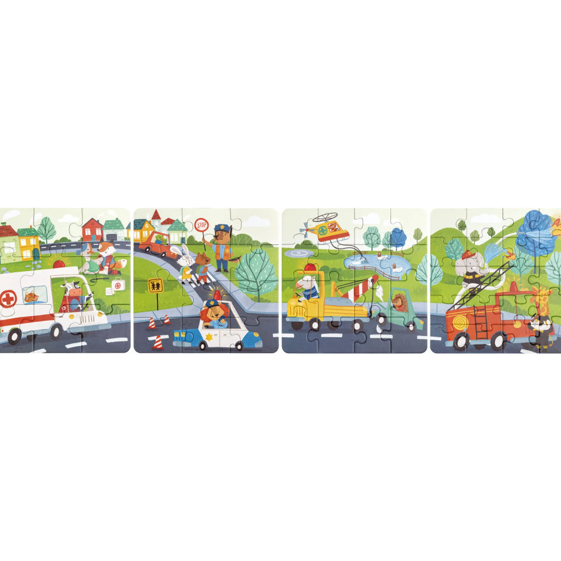 Flat River Group Hape Colorful Rescue Vehicles 4-in-1 Puzzle Set* Puzzles