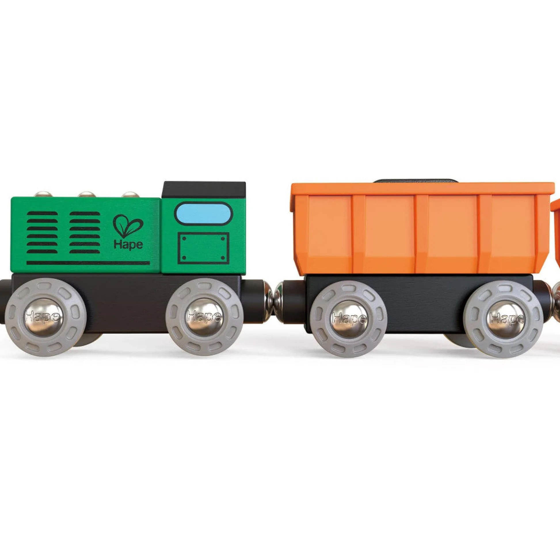Flat River Group Hape Diesel Freight Train Set - Green & Orange 3pc Wooden Locomotive* Trains & Train Tables