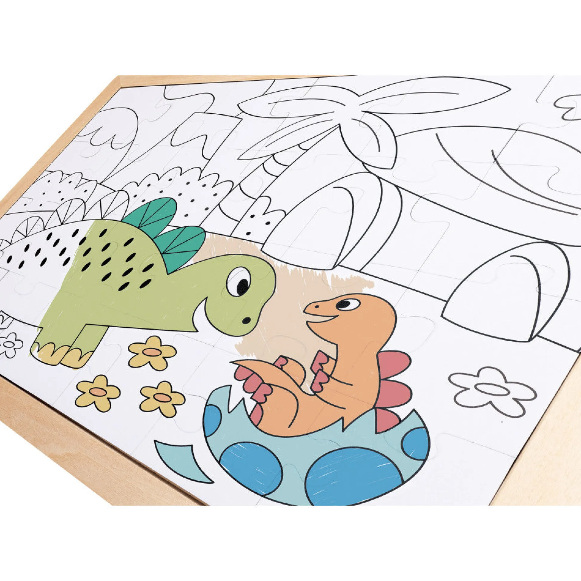 Flat River Group Hape Dino Double-Sided Coloring Jigsaw Puzzle - 24 pc* Puzzles