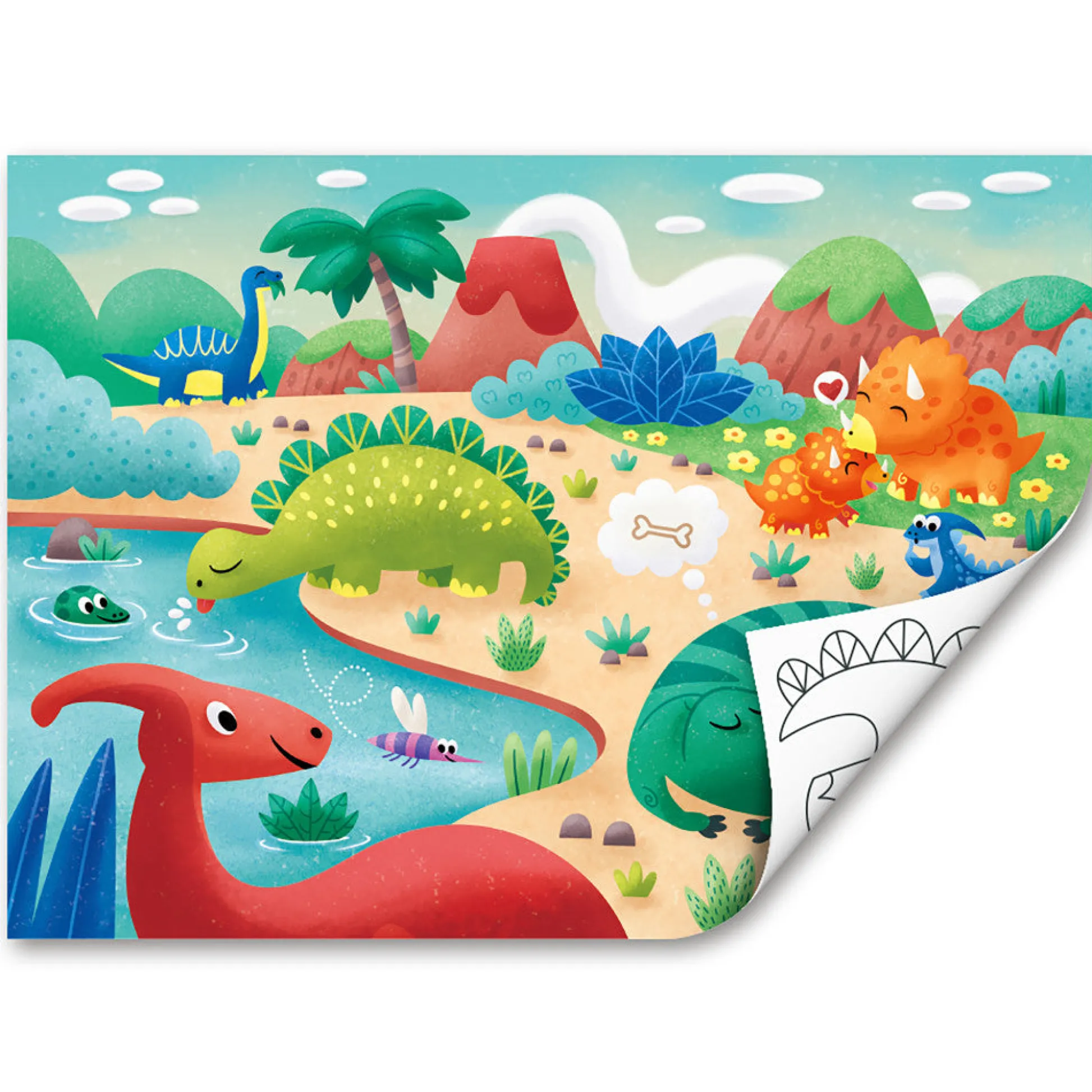 Flat River Group Hape Dino Double-Sided Coloring Jigsaw Puzzle - 24 pc* Puzzles