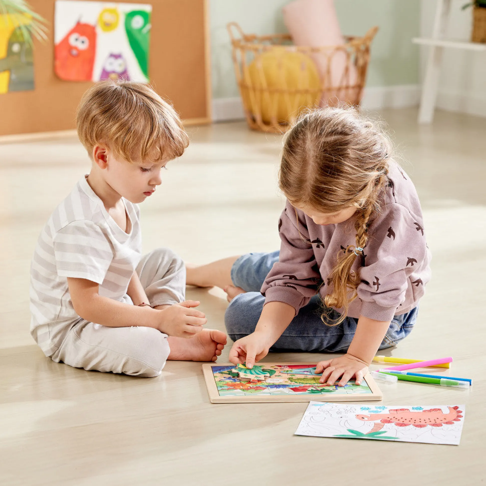 Flat River Group Hape Dino Double-Sided Coloring Jigsaw Puzzle - 24 pc* Puzzles