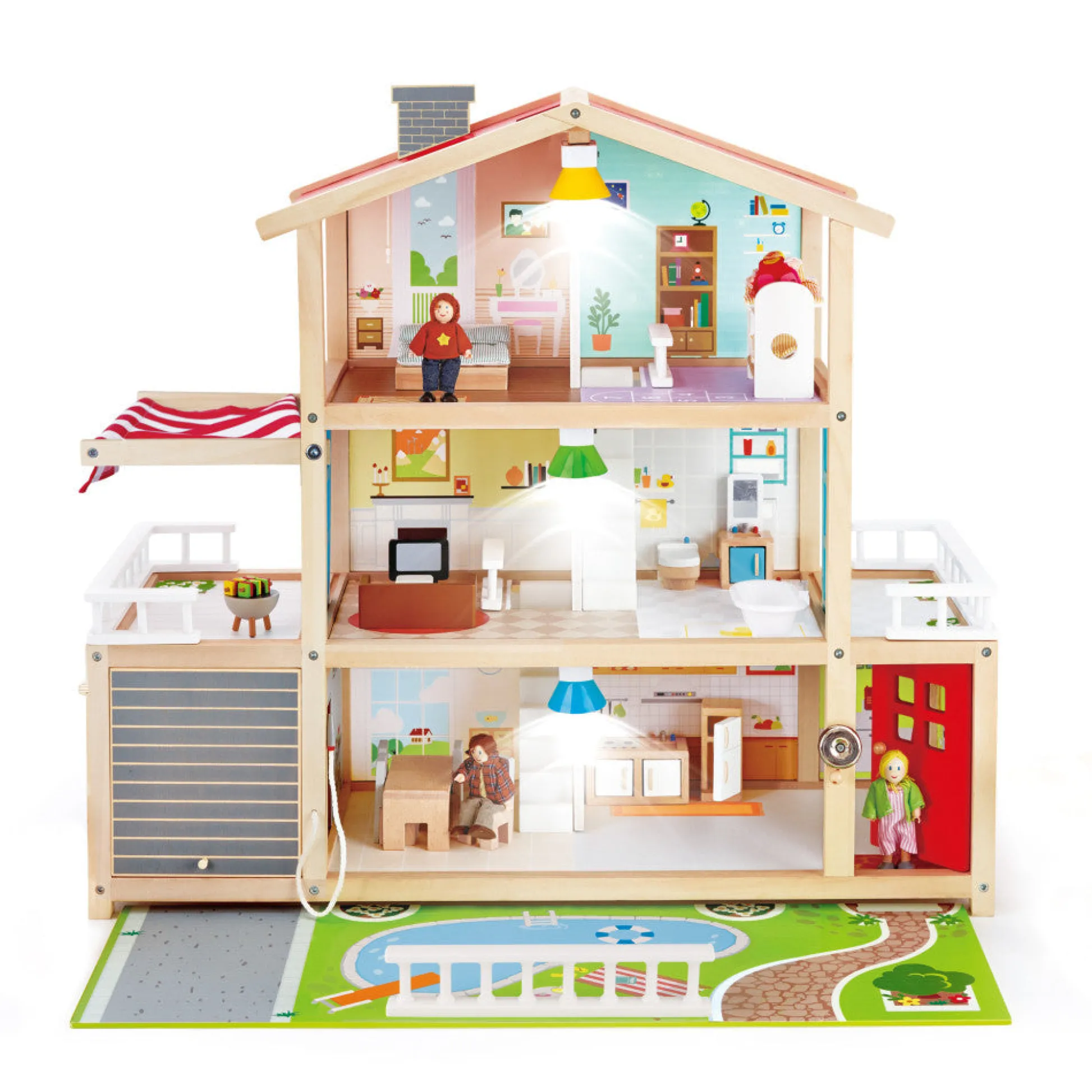 Flat River Group Hape Doll Family Mansion - Deluxe Wooden Dollhouse, Interactive Playset for Kids Ages 3+* Doll Houses, Furniture & Accessories|Stuffed Animals & Plush Toys