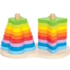 Flat River Group Hape Double Rainbow Stacker – Blossom & Star Wooden Toy* Blocks, Sorting & Stacking Toys