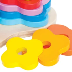 Flat River Group Hape Double Rainbow Stacker – Blossom & Star Wooden Toy* Blocks, Sorting & Stacking Toys