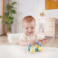 Flat River Group Hape Eco-Friendly Rattle & Roll Toy Car – Blue & Yellow* Rattlers & Teethers