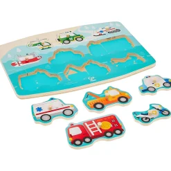 Flat River Group Hape Emergency Services 10pc Wooden Peg Puzzle* Puzzles