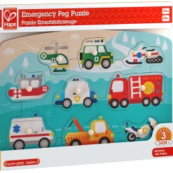 Flat River Group Hape Emergency Services 10pc Wooden Peg Puzzle* Puzzles