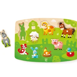 Flat River Group Hape Farmyard Wooden Peg Puzzle - 10pc* Puzzles