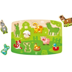 Flat River Group Hape Farmyard Wooden Peg Puzzle - 10pc* Puzzles