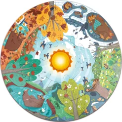 Flat River Group Hape Four Seasons 16-Piece Circle Floor Puzzle with LED Sun* Puzzles
