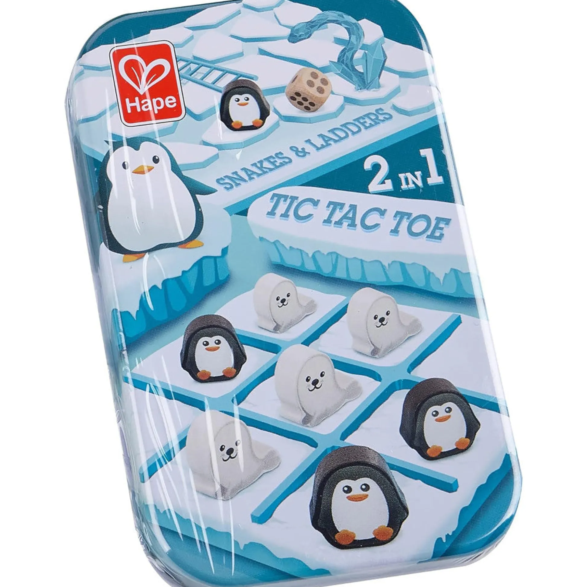 Flat River Group Hape 2-in-1 Tic Tac Toe & Snakes and Ladders Travel Tin Game* Role-Playing Games|Board Games